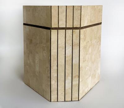 Maitland Smith Maitland Smith Tessellated Stone Lidded Box Side Table wiith Storage