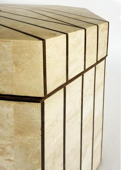 Maitland Smith Maitland Smith Tessellated Stone Lidded Box Side Table wiith Storage