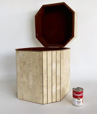 Maitland Smith Maitland Smith Tessellated Stone Lidded Box Side Table wiith Storage