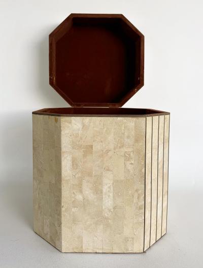 Maitland Smith Maitland Smith Tessellated Stone Lidded Box Side Table wiith Storage