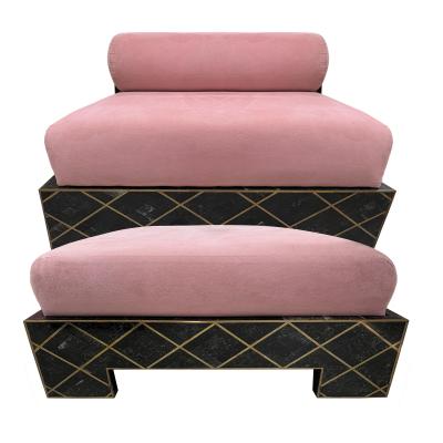 Maitland Smith Maitland Smith Tesselleted Stone And Brass Chaise Longue