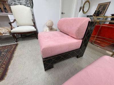 Maitland Smith Maitland Smith Tesselleted Stone And Brass Chaise Longue