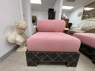 Maitland Smith Maitland Smith Tesselleted Stone And Brass Chaise Longue
