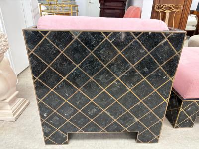 Maitland Smith Maitland Smith Tesselleted Stone And Brass Chaise Longue