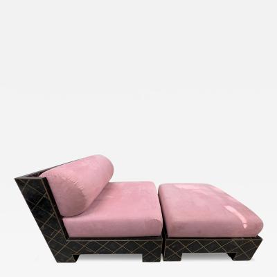 Maitland Smith Maitland Smith Tesselleted Stone And Brass Chaise Longue
