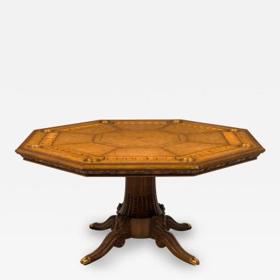 Maitland Smith Maitland Smith Wooden Octagonal Embossed Leather Topped Game Table
