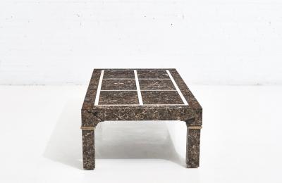 Maitland Smith Marble Brass Coffee Table 1970