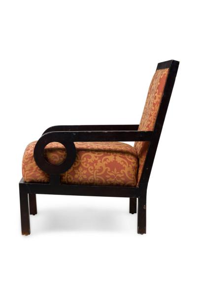 Maitland Smith Pair of Maitland Smith English Dark Walnut Oversized Upholstered Club Armchairs