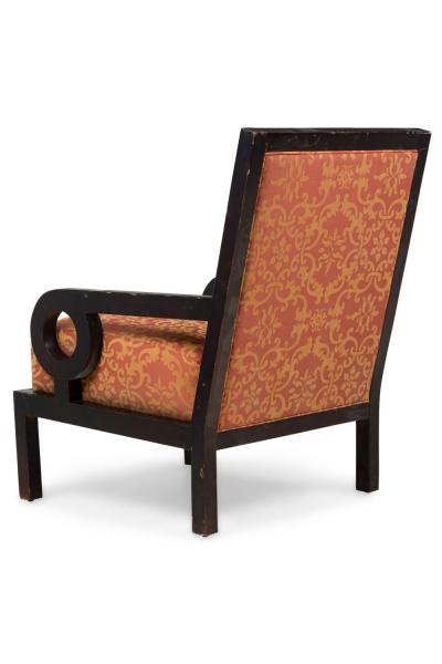 Maitland Smith Pair of Maitland Smith English Dark Walnut Oversized Upholstered Club Armchairs