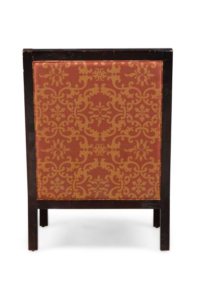 Maitland Smith Pair of Maitland Smith English Dark Walnut Oversized Upholstered Club Armchairs