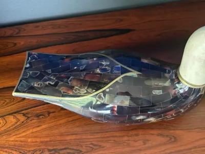 Maitland Smith Pair of Maitland Smith Tessellated Duck Sculptures Bookends