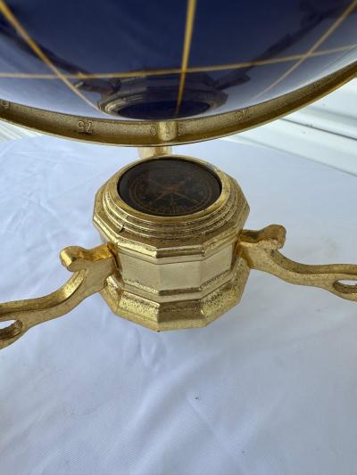 Maitland Smith Pietra Dura and Brass Globe Attributed to Maitland Smith