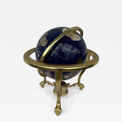 Maitland Smith Pietra Dura and Brass Globe Attributed to Maitland Smith