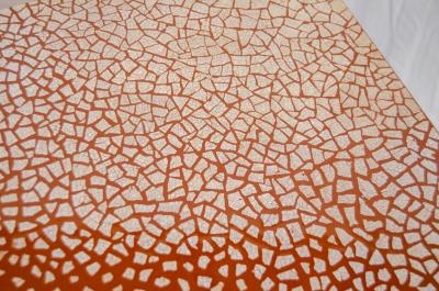 Maitland Smith Red Lacquer Eggshell Inlay Parsons Side Table