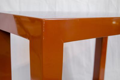 Maitland Smith Red Lacquer Eggshell Inlay Parsons Side Table