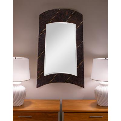 Maitland Smith Sculptural Mirror in Tessellated Horn with Brass Inlays 1970s Signed 