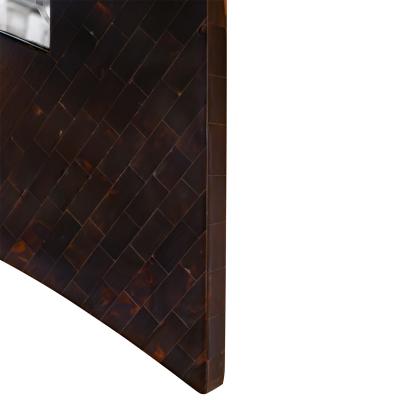 Maitland Smith Sculptural Mirror in Tessellated Horn with Brass Inlays 1970s Signed 