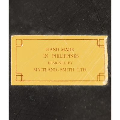 Maitland Smith Sculptural Mirror in Tessellated Horn with Brass Inlays 1970s Signed 