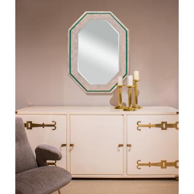 Maitland Smith Stunning Artisan Mirror with Malachite Inlays 1985 Signed Dated