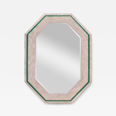Maitland Smith Stunning Artisan Mirror with Malachite Inlays 1985 Signed Dated 