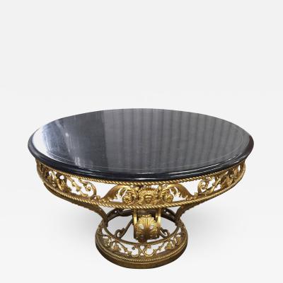 Maitland Smith Stunning Elaborate Maitland Smith Black Marble and Gilded Baroque Base Table