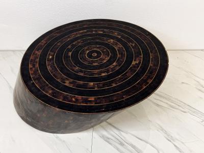 Maitland Smith Tessellated Bone and Brass Inlay Coffee Table Maitland Smith 1980s