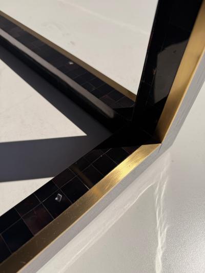Maitland Smith Tessellated Horn Coffee Table with Brass Trim Vintage Style 1990s