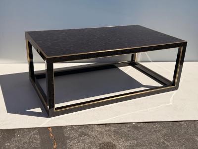 Maitland Smith Tessellated Horn Coffee Table with Brass Trim Vintage Style 1990s