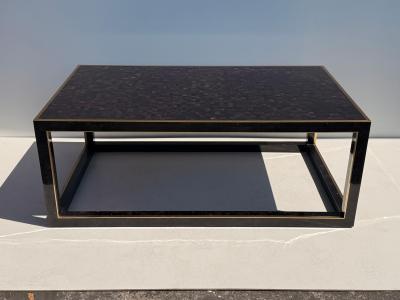 Maitland Smith Tessellated Horn Coffee Table with Brass Trim Vintage Style 1990s