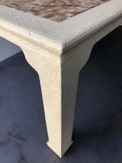 Maitland Smith Tessellated Onyx Expandable Custom Dining Table 2 Leaves