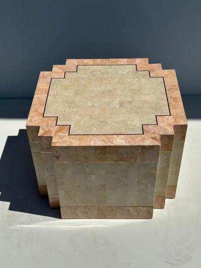 Maitland Smith Tessellated Pink Stone Coffee Table