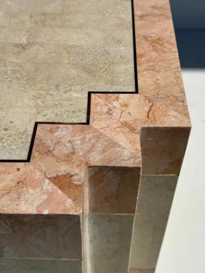 Maitland Smith Tessellated Pink Stone Coffee Table