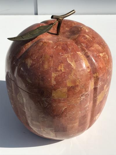 Maitland Smith Tessellated Stone Apple or Pumpkin Storage Box