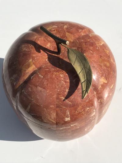 Maitland Smith Tessellated Stone Apple or Pumpkin Storage Box