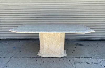 Maitland Smith Tessellated Stone Brass Dining Table by Maitland Smith