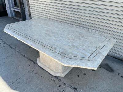 Maitland Smith Tessellated Stone Brass Dining Table by Maitland Smith