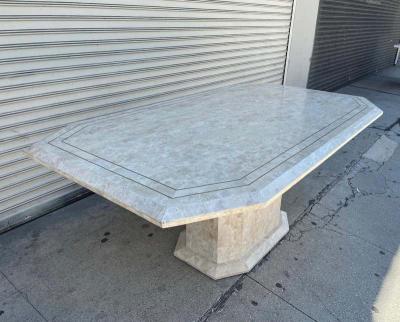 Maitland Smith Tessellated Stone Brass Dining Table by Maitland Smith