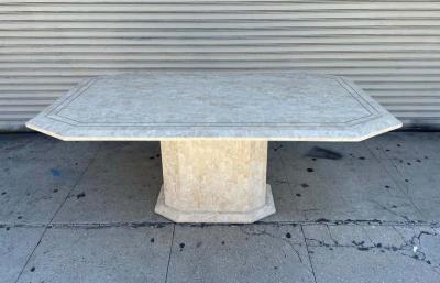 Maitland Smith Tessellated Stone Brass Dining Table by Maitland Smith
