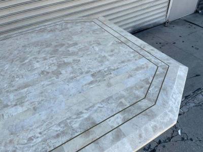 Maitland Smith Tessellated Stone Brass Dining Table by Maitland Smith