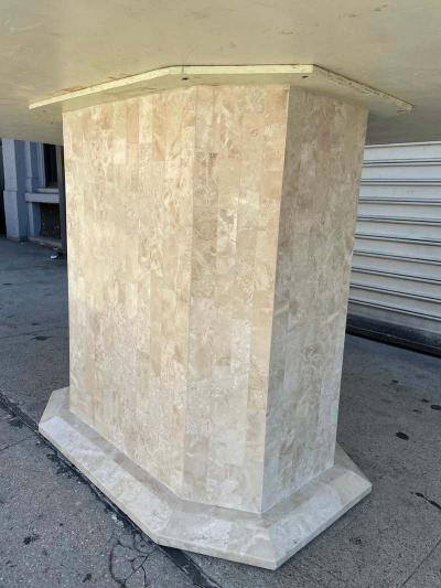 Maitland Smith Tessellated Stone Brass Dining Table by Maitland Smith