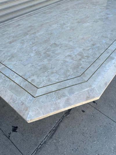 Maitland Smith Tessellated Stone Brass Dining Table by Maitland Smith