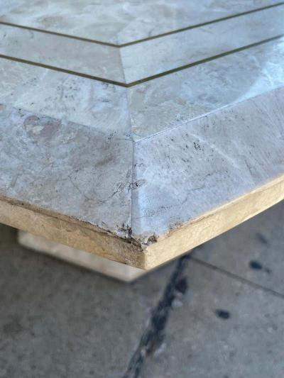 Maitland Smith Tessellated Stone Brass Dining Table by Maitland Smith