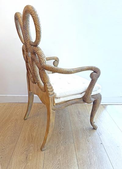 Maitland Smith Vintage Hand carved Wood Arm Chairs