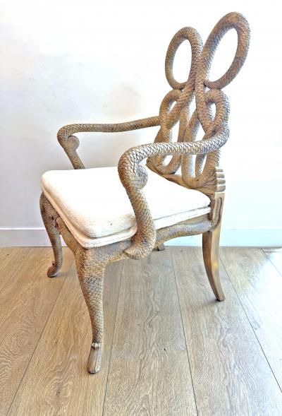 Maitland Smith Vintage Hand carved Wood Arm Chairs