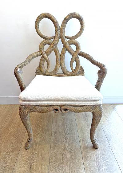 Maitland Smith Vintage Hand carved Wood Arm Chairs