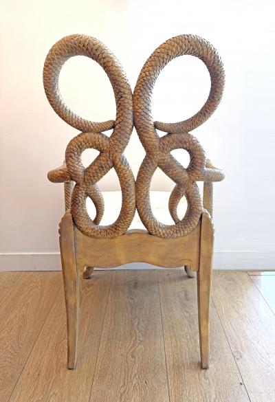 Maitland Smith Vintage Hand carved Wood Arm Chairs