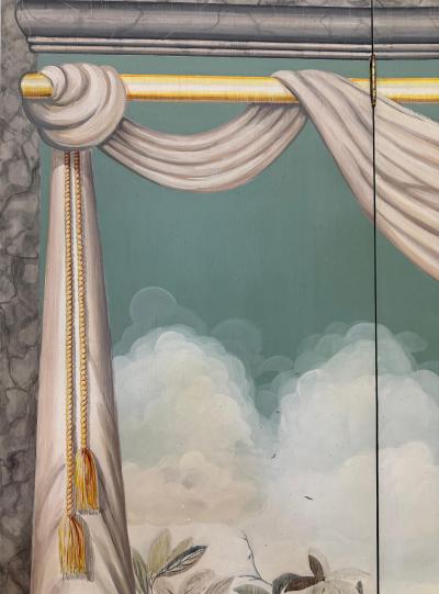 Maitland Smith Vintage Hand painted Trompe Loile Folding Screen Maitland Smith Style