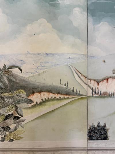 Maitland Smith Vintage Hand painted Trompe Loile Folding Screen Maitland Smith Style