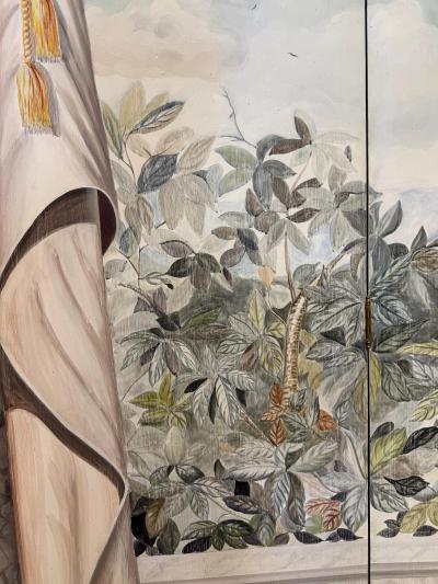 Maitland Smith Vintage Hand painted Trompe Loile Folding Screen Maitland Smith Style