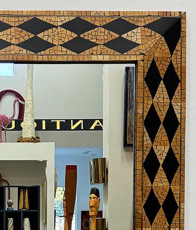 Maitland Smith Vintage Maitland Smith Harlequin Inlaid Coconut Shell Mirror